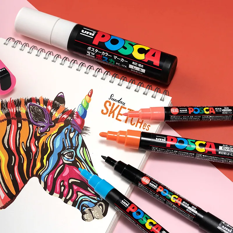 Pennarelli UNI POSCA Set Di Pennarelli A Vernice PC 1M PC 3M PC 5M POP  Poster Pubblicitario Graffiti Note Pen Painting Forniture Artistiche  Dipinte A Mano 230626 Da 43,96 €