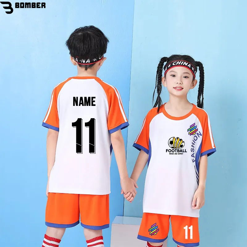 Kläderuppsättningar Custom Kids Soccer Jersey Set 2 Piece Print Short Sleeve Football Uniform In Boy Girl Match Training Running Tracksuit 230626