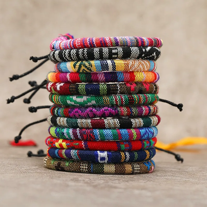 Handmade Orange And Blue Color Fabric Thread Geometric Design Bangles