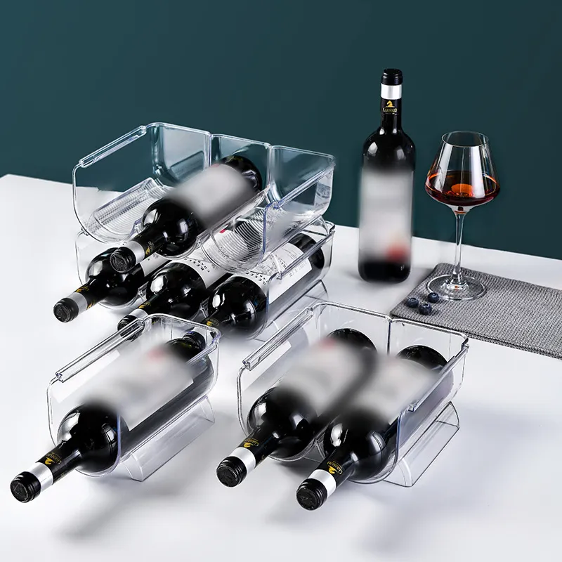 Refrigerator Wine Bottle Holder | Stackable Wine Rack Shelf Beverage ...