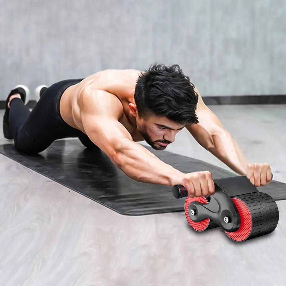 Ab Rollers Anti Slip Abdominal Wheel Automatic Rebound Abdominal Roller for Arm Waist Leg Exercise with Kneeling Pad Stretch Muscl242Z