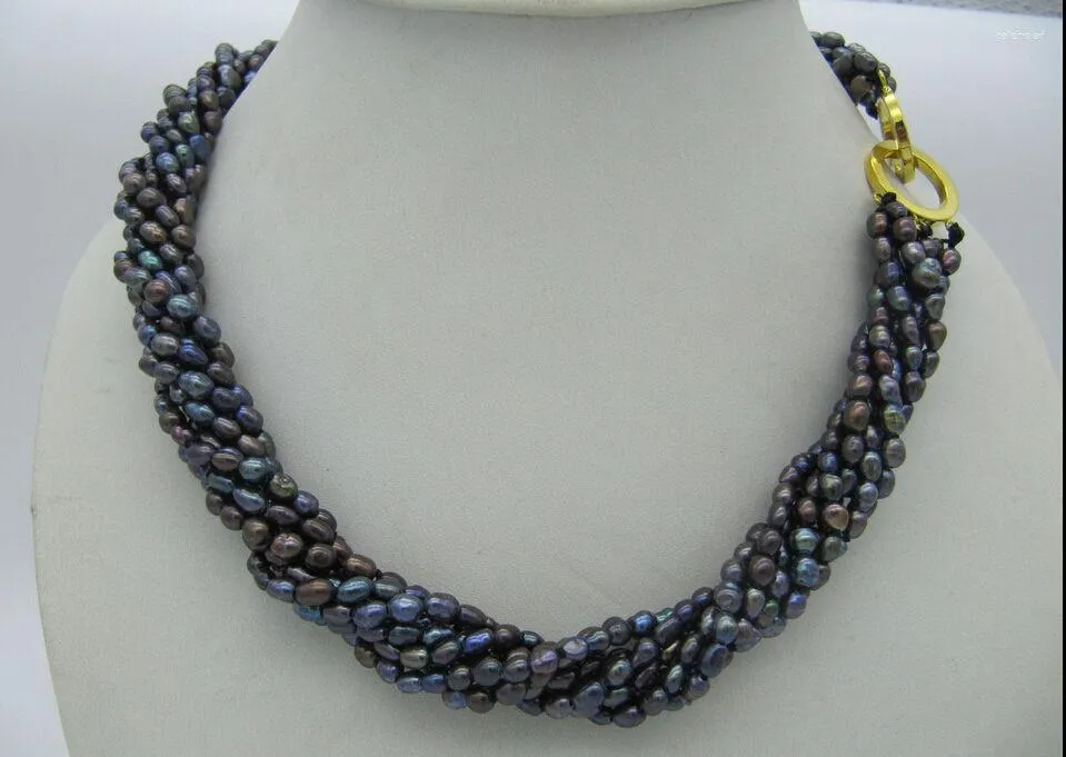Kedjor Fashion 12Row Natural Beautiful Black Tahitian Pearl Necklace 18 "