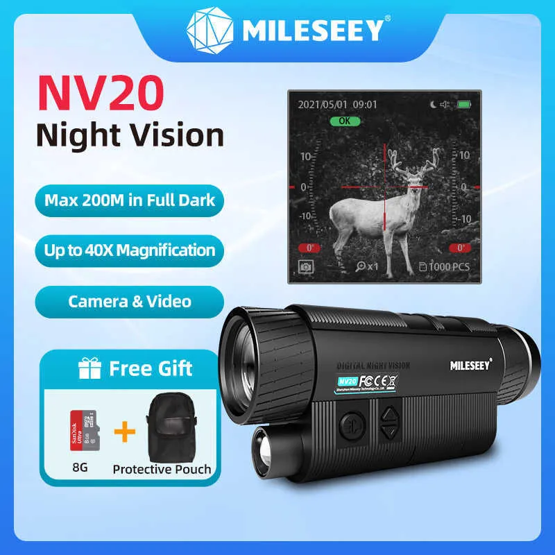 Telescope Binoculars Miseey NV20 Infrared Night Vision Device Monocular Camera Outdoor Digital Tescope with Day and Night Dual-use for Hunting HKD230627