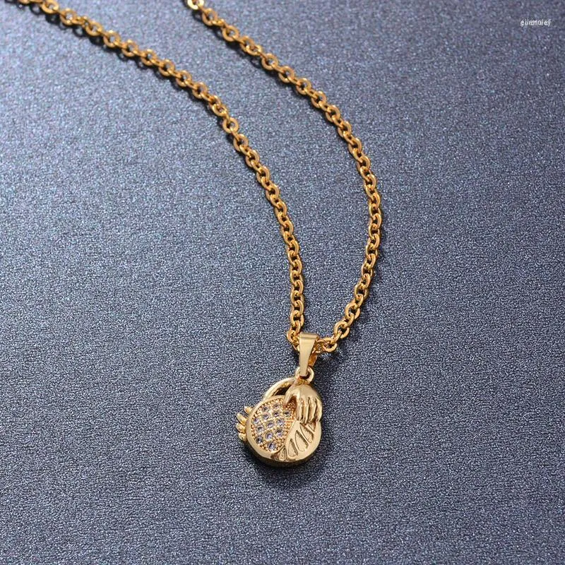 Pendant Necklaces Dubai Micro Inlay Small Women Gold Color Chain