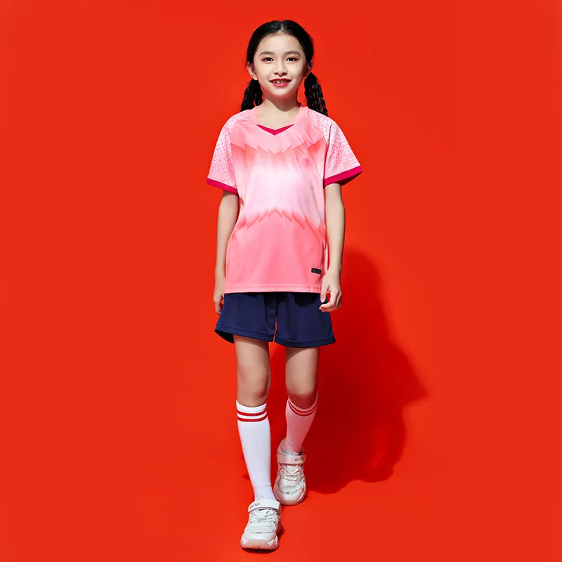 Uniforme de football respirant à séchage rapide Uniforme d'équipe imprimé pour femme Garçons et enfants Été Respirant Groupe Costume de football Formation Porter court S