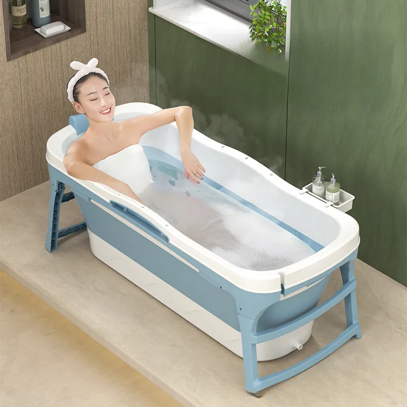 Bañera plegable para adultos Bañera independiente plegable de plástico  portátil de 118 cm con tableta para niños y adultos