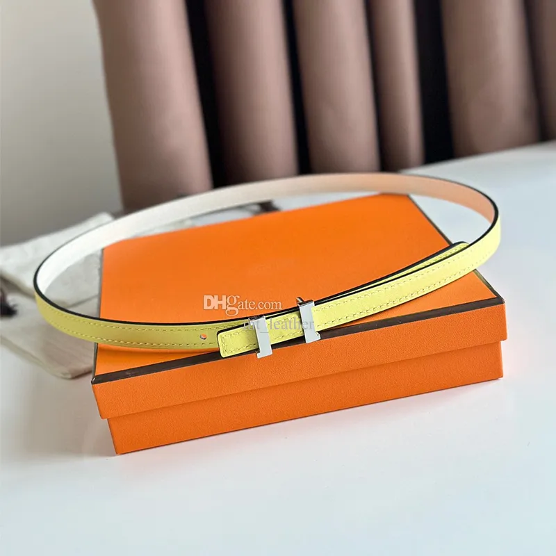 Designerriem voor dames Echt lederen tailleband Hoge kwaliteit Cinched Taillebreedte 1,3 cm 12 kleuren Met jurk Decoratieve oranje doos moderiemen