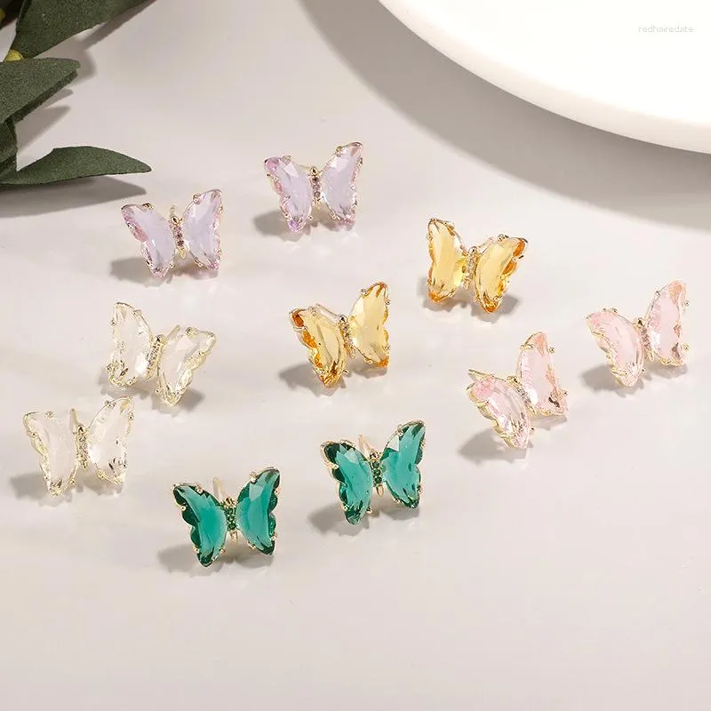 Boucles d'oreilles Loredana Haute Qualité Cuivre Multicolore Zircon Ins Style Dreamy Girl Flying Butterfly Creative Handmade Fine Jewelry