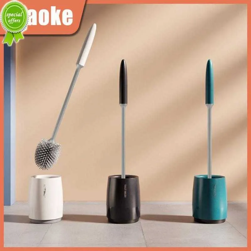 Nouveau Wc Accessoires Brosse De Toilette Ensemble Mur Sol Double Purpos Colle Douce Wc Nettoyant Brosse Salle De Bains Longue Poignée Brosse Maison Pas De Coin Mort