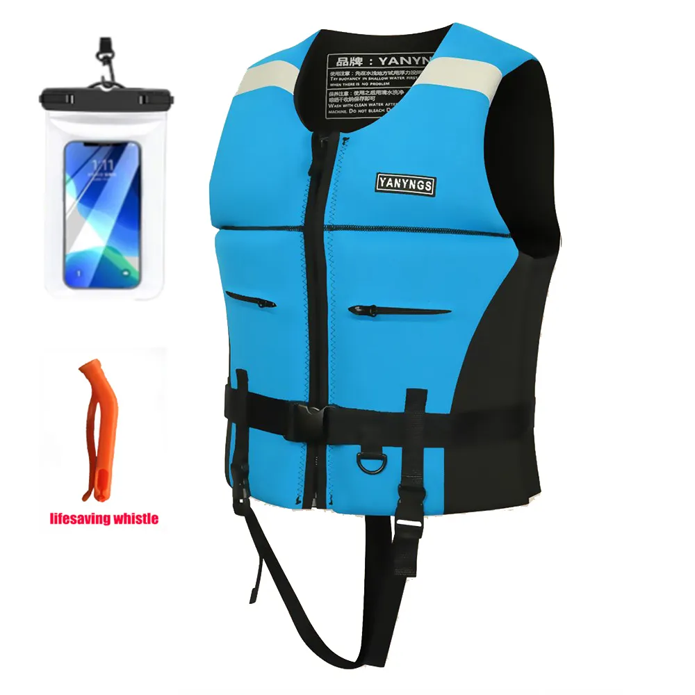 Neoprene Adult Self Inflating Life Vest With Buoyancy Pocket For Water