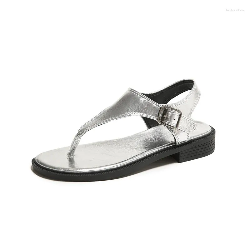 Sandalias Summer 158 PU Leather Women Shoes Toe Blow Heel para clip hechos a mano y zapatillas