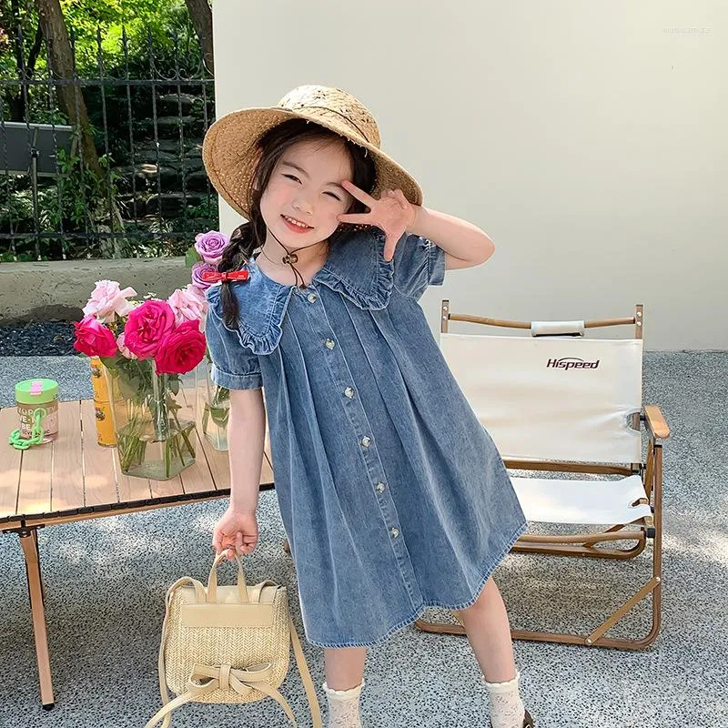 Summer Korean Denim Dress Girls' Summer Denim Dress Korean Style A