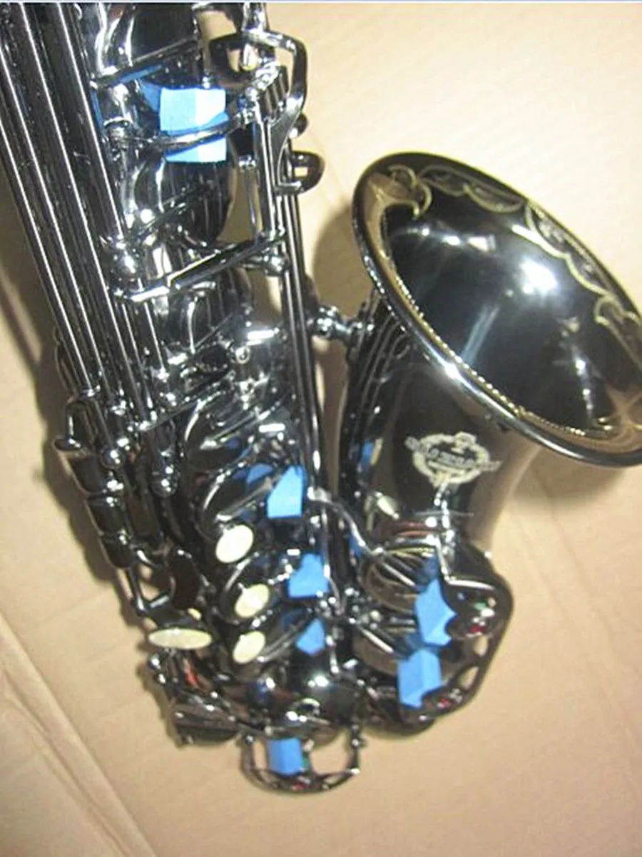 Saxophone alto Instruments de musique professionnels SUZUKI E Sax de surface nickelé noir plat avec embouchure