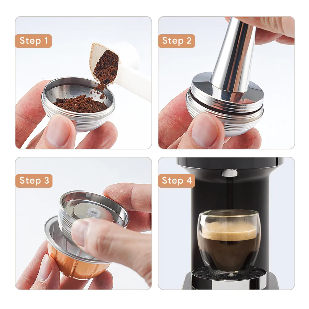 6 Pcs capsulas reutilizables para Máquina Dolce Gusto de Café Cápsula  Recargable con 1 Cuchara y 1 Cepillo para Cocina y Oficina