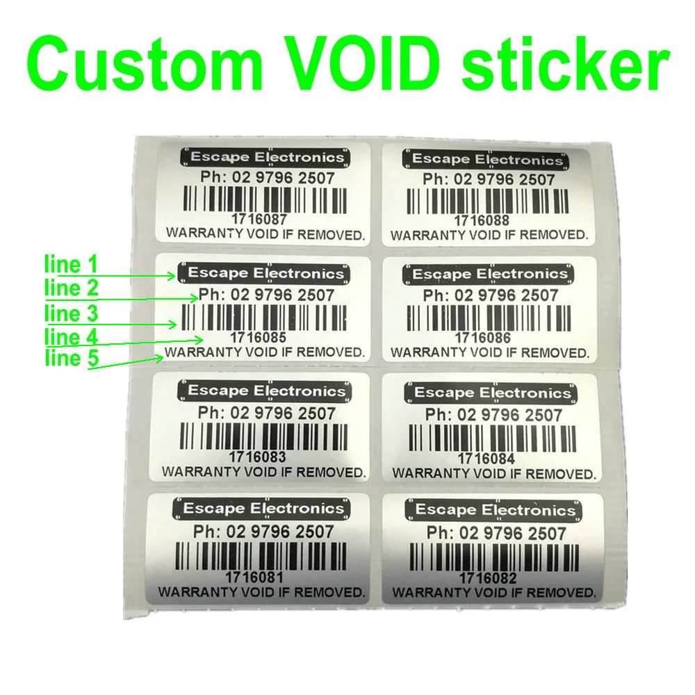 Adhesive Stickers 500pcs Custom Print Tamper Proof Evidence Warranty VOID Label Sticker Serial NO Seals Can Do French Russian Spanish Language 230627