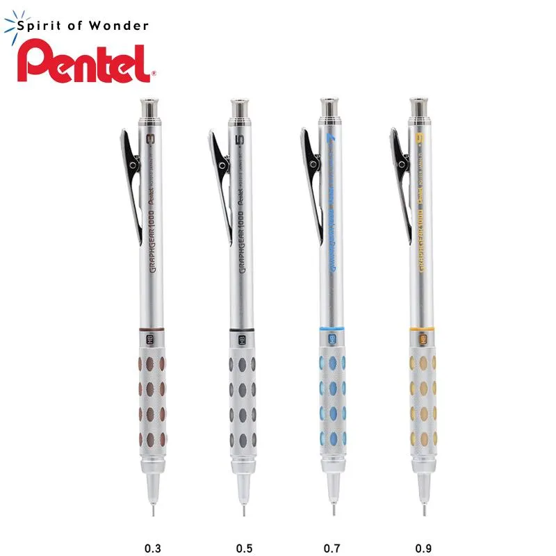 Pens 1pcs Pentel GraphGear 1000 Drawing Mechanical Pencil Student Use Not Easy to Break Lead Mechanical Pencil 0.3 0.5 0.7 0.9mm