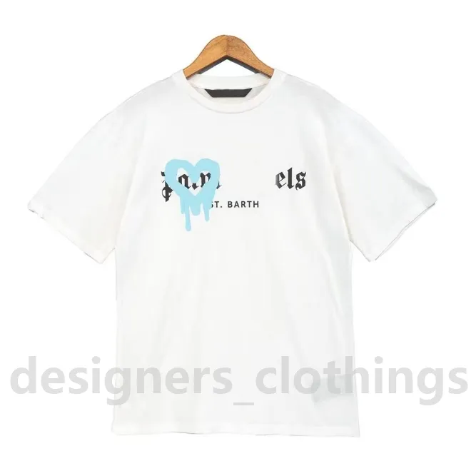 2023 Erkek Tasarımcı Tişört Giysileri Palms Tasarımcı Gömlekleri Kadın Moda Sprey Boya Graffiti Çift Kısa Kollu Yüksek Sokak Gevşek Tide Marka Mürettebat Mektubu 907