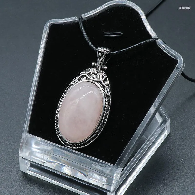 Pendentif Colliers Reiki Cristal Naturel Pour Femmes Lapis Rose Quartz Abalone Shell Ovale Cabochon Pierre Collier Guérison Bijoux