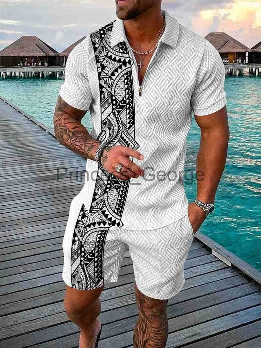 Survêtements pour hommes Survêtement d'été pour hommes Polo Suit Outoor Vneck Zipper Short Sleeve ShirtShorts Men Casual Suit Fashion Men's Polo Set Jogging x0627