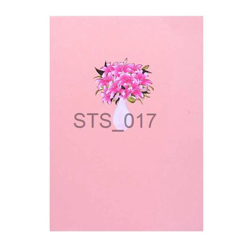 Hangers rekken 448B 3D pop-up kaart lelievaas zegen bericht groet uitnodigingskaart voor Valentijnsdag huwelijksfeest vrouw vriendin cadeau x0710