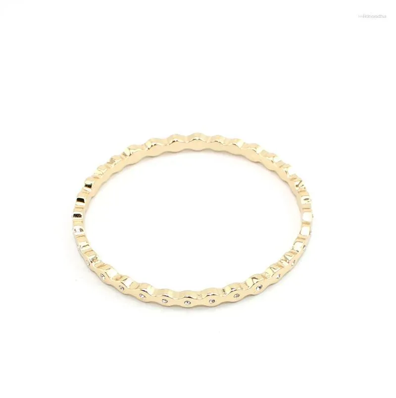 Bangle Hight Polering Classic Simple Style Alloy Circle Inlay Small Clear Crystal for Women Girls Fashion Jewelry Wrist Decor