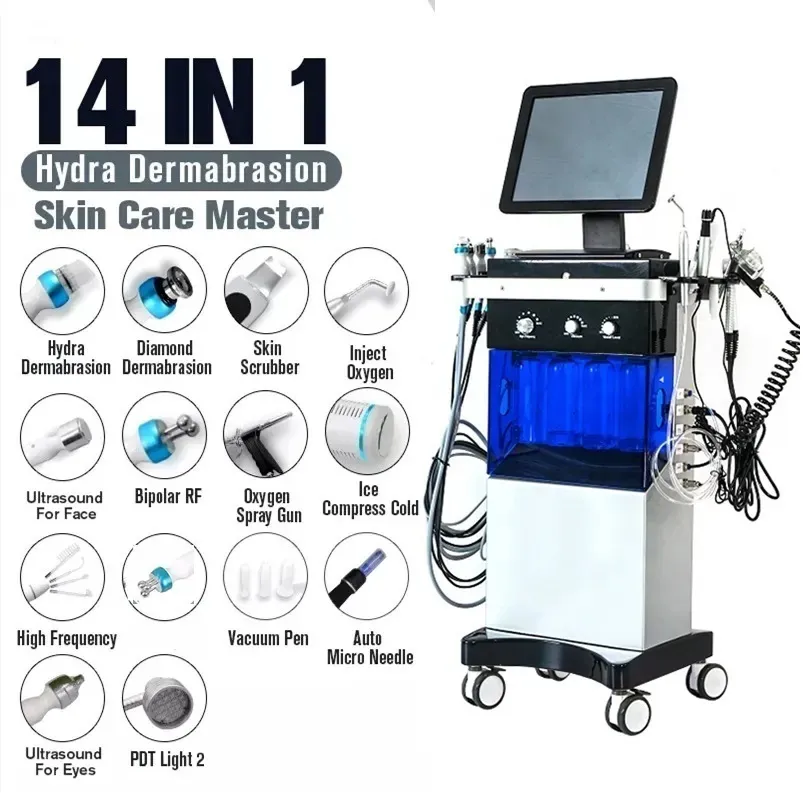 14 in1 Hydrafacial machine skin care Microdermabrasion rf face lifting Diamond Peeling Water Jet Aqua Facial Hydra Machine Spa