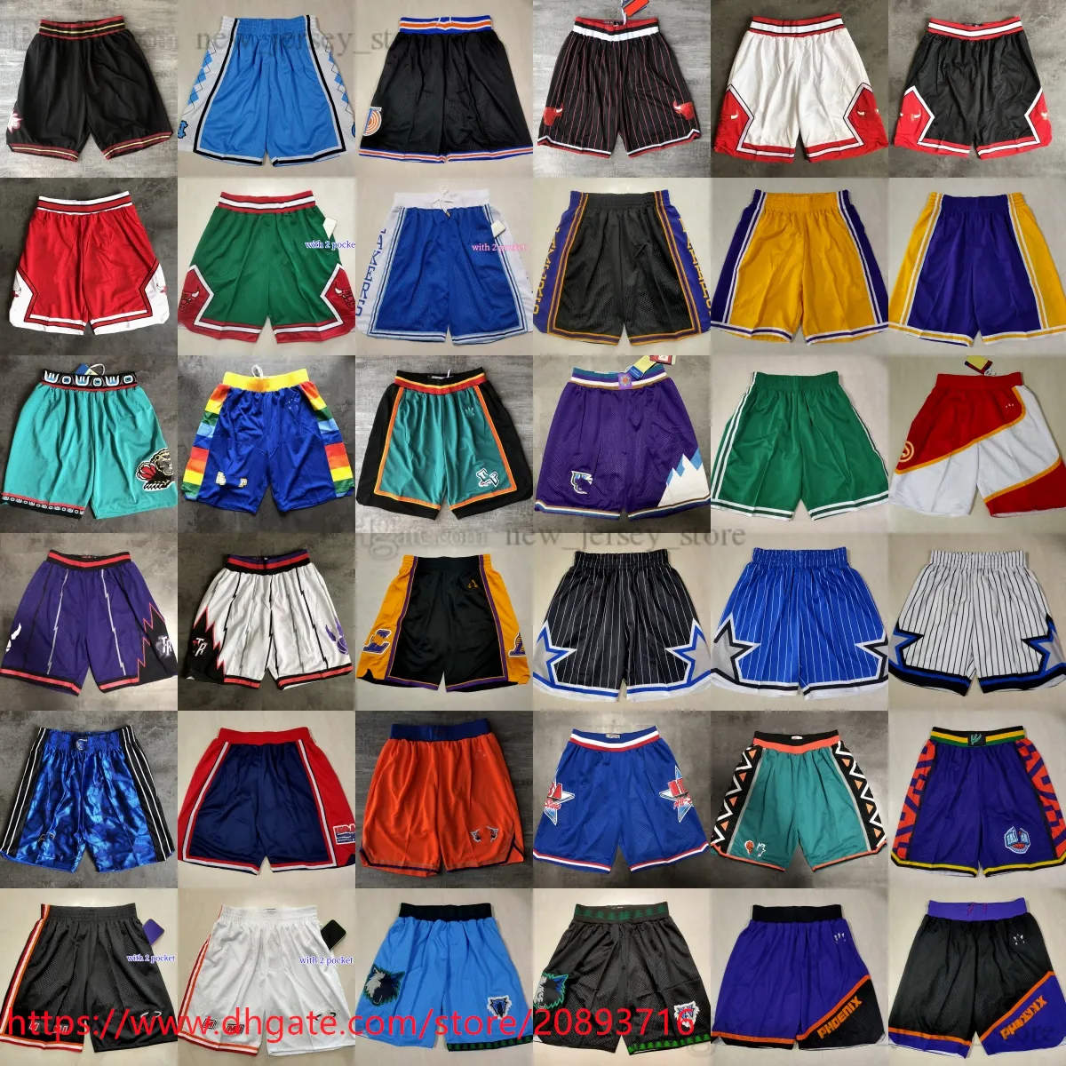 Klasyczny retro siatka All-Star Basketball Michael Shorts Movie Hip Pop Pople Dreathable Gym Training Beach Pantpants Porth Carolina College Man Sport Short