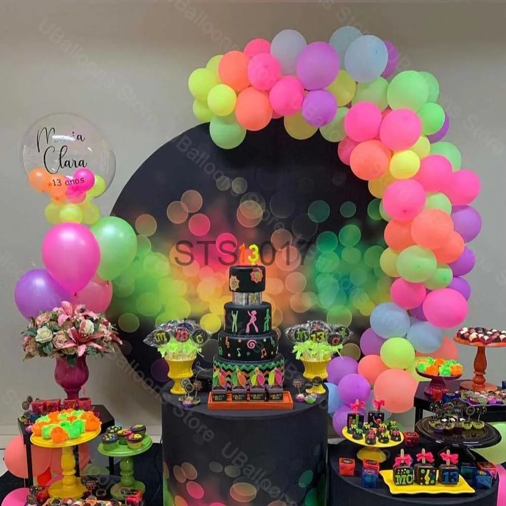 Neon Birthday Balloons Arch Set UV Glowing Blacklight Latex Globos Garland  For Party Decorations Key Hanger Ikea From Sts_017, $120.33