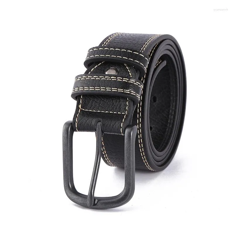 Ceintures 2023 hommes ceinture en peau de vache Vintage mode noir luxe large paire avec jean affaires décontracté qualité