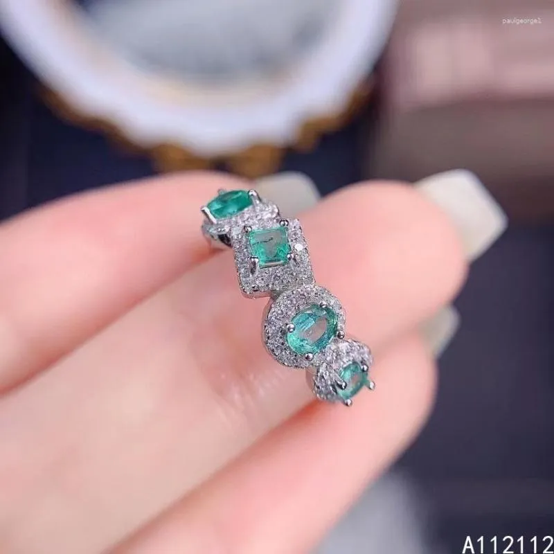 Cluster ringen fijne sieraden 925 sterling zilveren inzet met natuurlijke edelsteen dames vintage smaragd verstelbare rij ring ondersteuning detecti