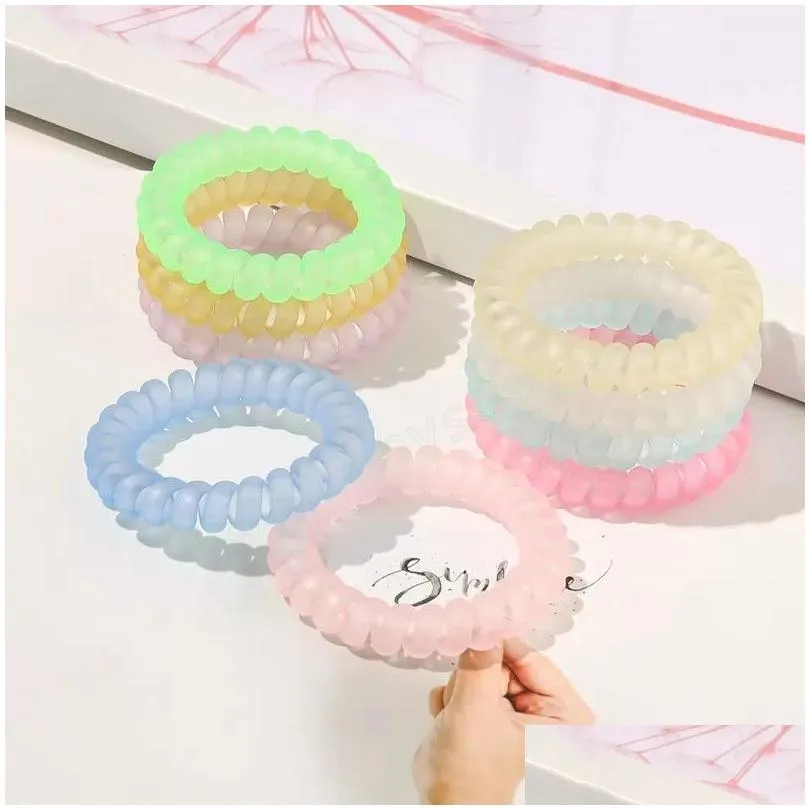 Hair Accessories Telephone Wire Coil Tie Band Woman Frosted Elastic Rubber Girl Holder Bracelet Accessory Ponytail Headdress Drop De Dhh4O