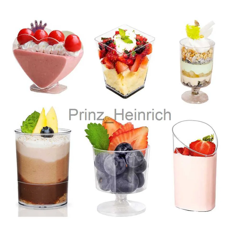 Acquista 10 pezzi bicchieri da dessert bicchieri di plastica usa e getta  trasparenti mousse insalate gelatina yogurt cottura trapezoidale  contenitore per alimenti