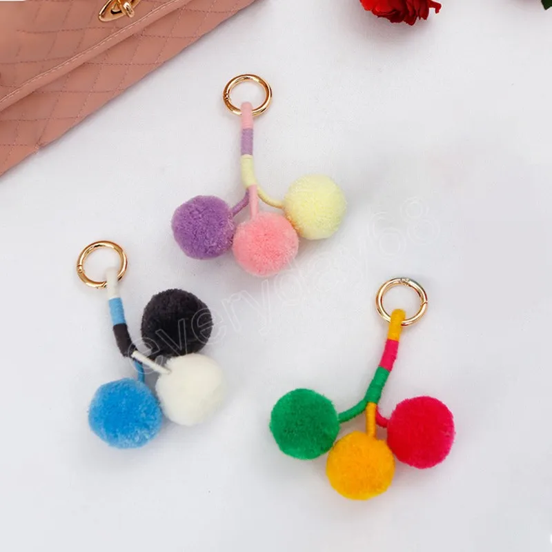 Exaggerated Pompom Keychains Fashion Boho Style Women Keychains For Bag Pendant Accessories Trend Keyrings Keys