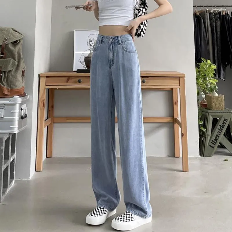 Jeans Femme 2023 Petite Taille Denim Soyeux Pour Femme: Taille Haute Jambe Large Et Coupe Flatteuse Un Look Élevé Chic