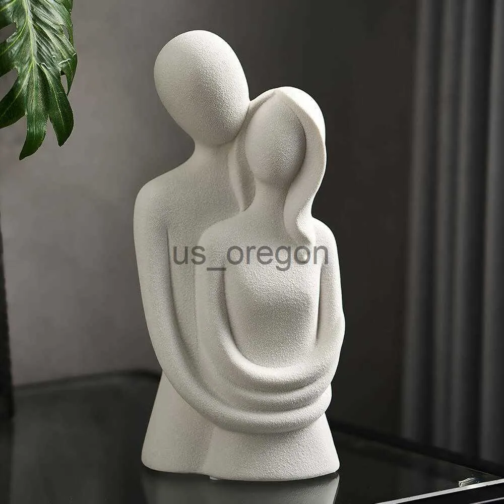 Objetos decorativos Figuritas Pareja abstracta Estatua Escultura decorativa Decoración casera moderna Figura de cerámica Amantes de las figuritas Adornos de mesa de la sala de estar