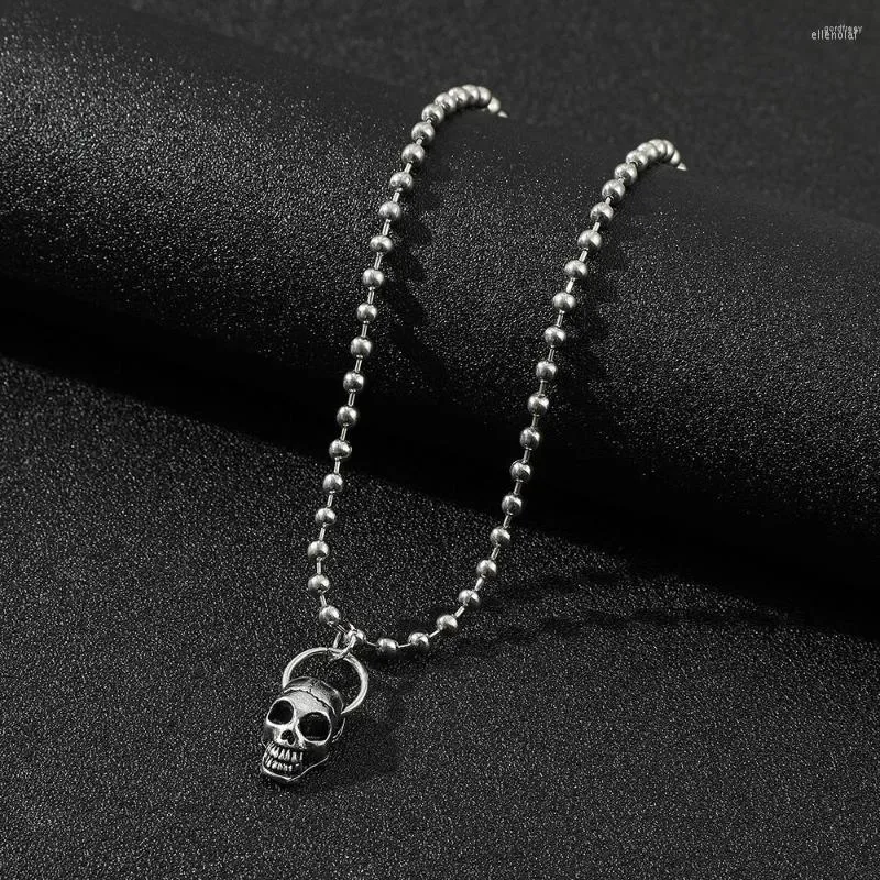 Pendanthalsband 2023 Punk Skull Metal Necklace Retro Silver Color Men's Hip Hop Rock Fashion Party Bohemian smycken