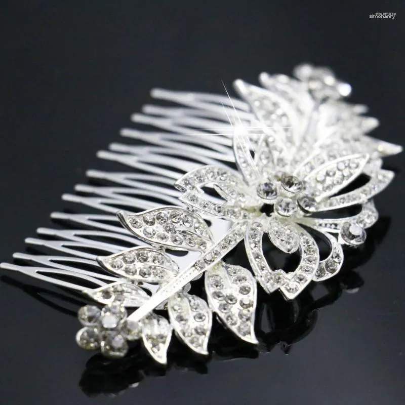 Hårklipp Flower Crystal Hairpin Jewelry lämnar tillbehör Comb Fashion Party for Women Wedding Decoration