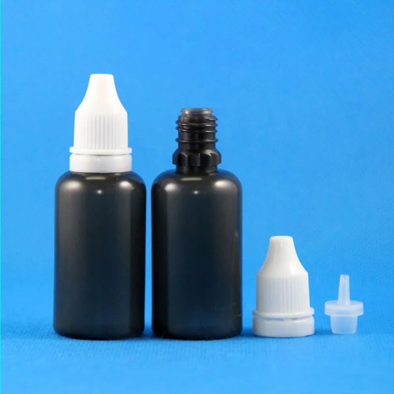 100セット1オンス30mlプラスチックドロッパーブラックボトルタンパープルーフキャップ長いヒントldpe e​​ Vapor Cig Liquid30ml Ujrgv