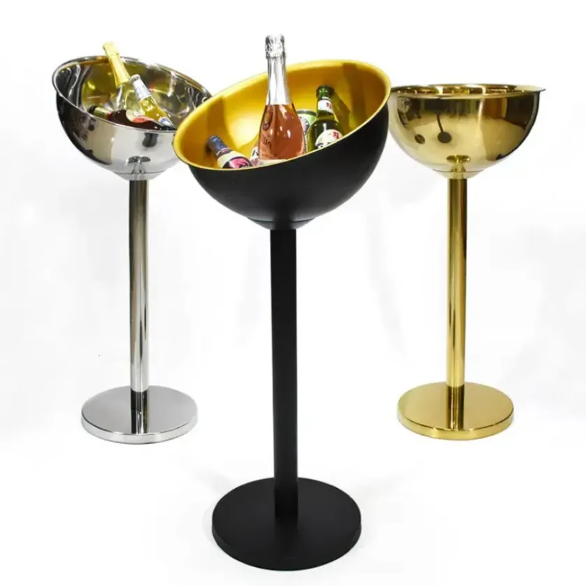 TABLETOP VIN RACKS 304 Rostfritt stål Champagne Basin Floor Stand Stand Cooling Ice Bucket Golden Silver Wine Beer Ice Bucket JN27