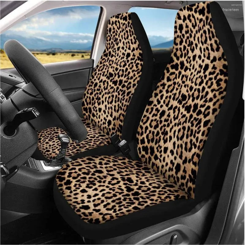 Car Seat Covers Leopard Animal Print Front Set Cheetah Pattern Vehicle Protector For Cars Sedan SUV