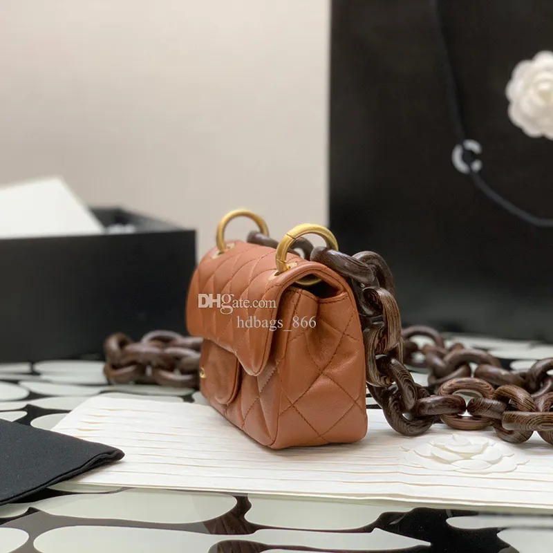 23 Designer Mini Flap Bag Lambskin Wenge Wood Chain Bag 18cm
