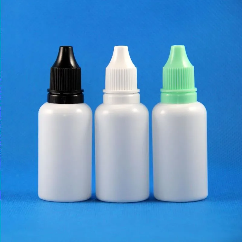 100 Set 1 OZ 30ml Contagocce in plastica Bottiglie BIANCHE Tappi a prova di manomissione Punte lunghe e sottili LDPE E Vapor Cig Liquid 30 mL Xucop