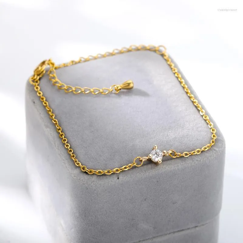 Link bransoletki stali nierdzewne złota bransoletka dla kobiet okrągła Lucky Cyrcon Charm Charm Chain Bugle Biżuter Prezent Bijoux Femme Silber