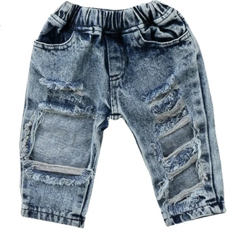 Jeans Children Broken Hole Pants Trousers Baby Boys Girls Ripped Brand Fashion Spring Summer Kids Clothes 230626