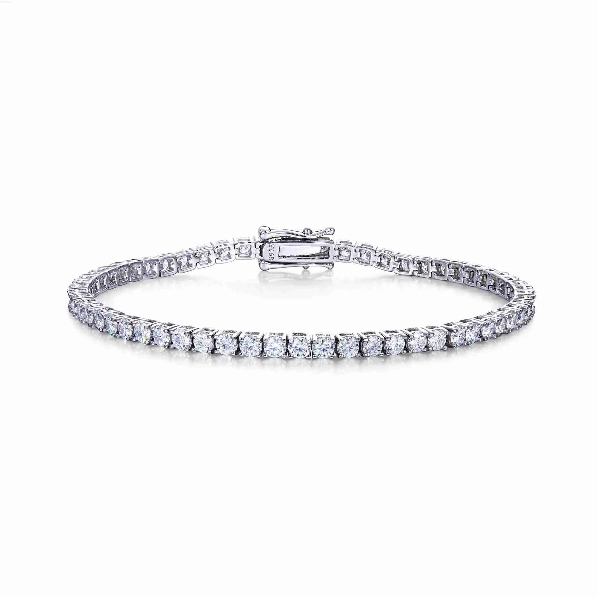 Designer Sieraden Hip Hop Ketting Iced Out Certified Classic Tennis Bracelet 4mm Moissanite Diamond 925 Sterling Silver Mens Tennis Bracelet