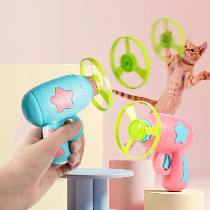 Funny Cat Interactive Teaser Training Toy For Small Kitten Dog Flying Discs Rotating Luminous Dragonfly Game Toy Pet Accessories