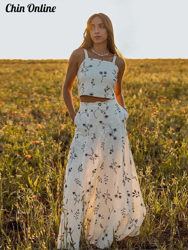 Floral midi skirt set hot sale