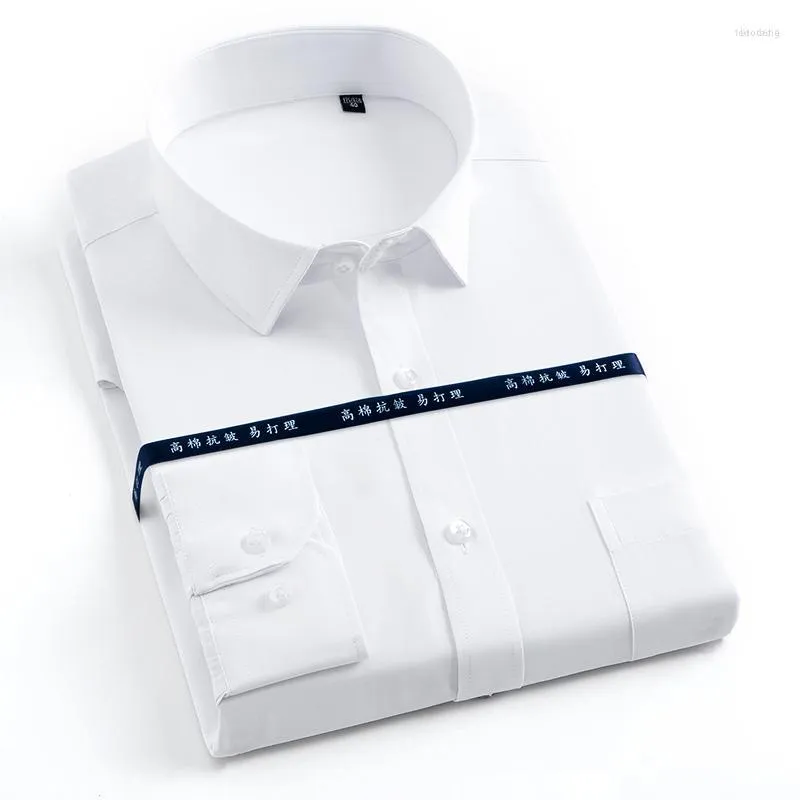 Chemises décontractées pour hommes DYBZACQ qualité hommes robe formelle à manches longues blanc pur coton affaires Slim Fit grande taille bureau Non