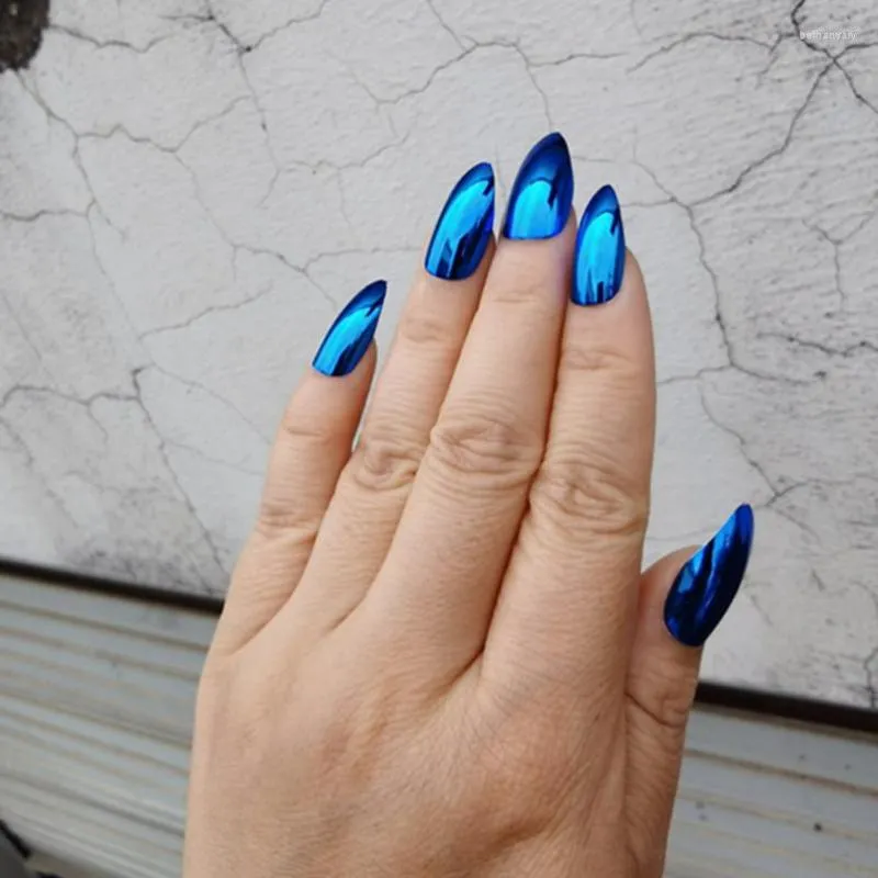 royal blue almond nails
