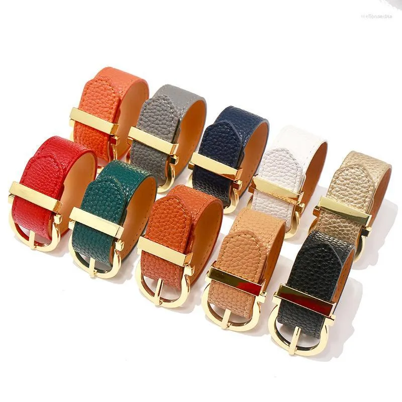 Bangle High Quality PU Leather Single Circle Gold Color Stainless Steel Belt Bracelets For Women Fashion Jewelry LB029